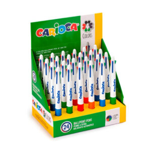 Présentoir de 24 Stylos à bille 4 Couleurs Carioca
