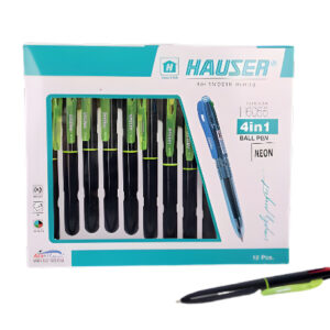 Présentoir de 10 Stylos à Bille 4 Couleurs + 1 Couleur Fluo Hauser